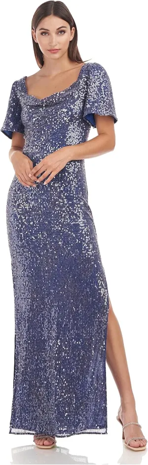 JS Collections Women's Stephanie Cowl Column Gown