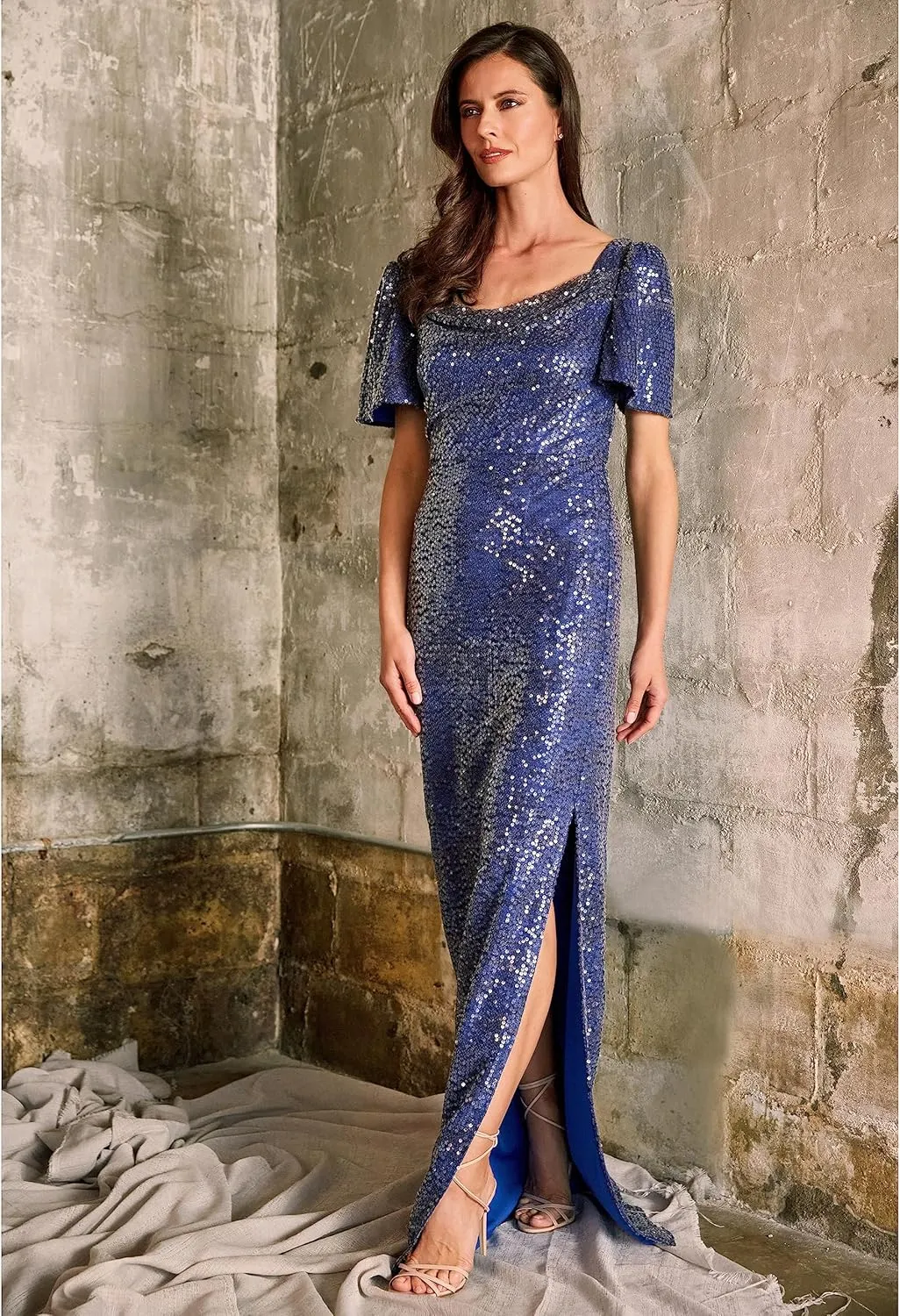 JS Collections Women's Stephanie Cowl Column Gown