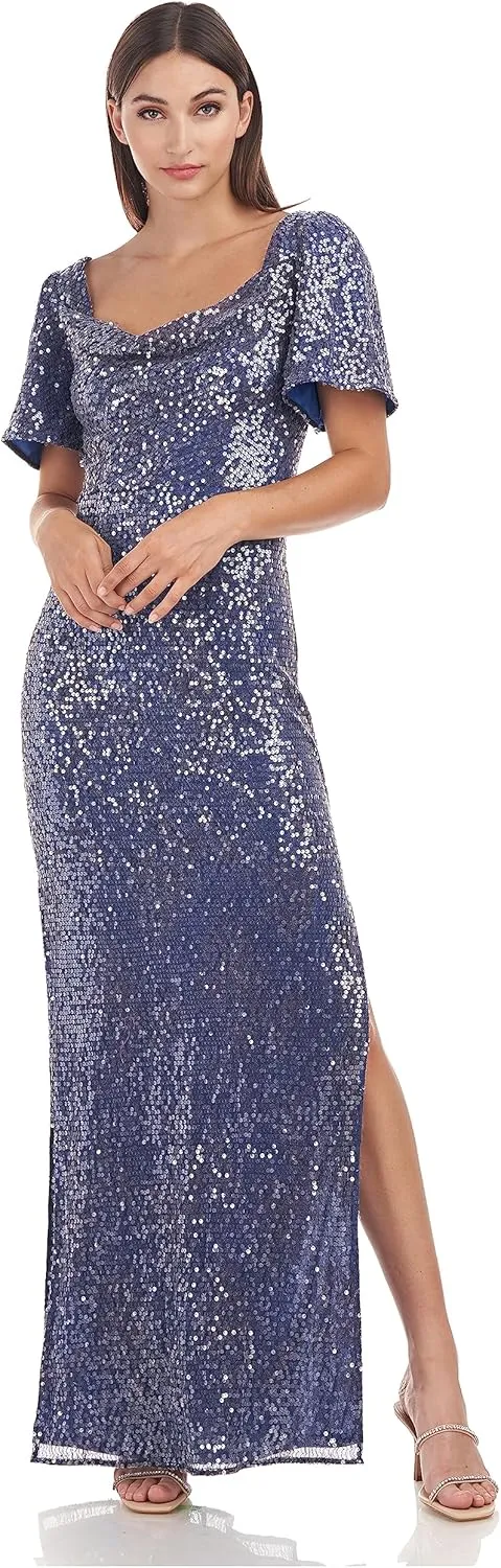 JS Collections Women's Stephanie Cowl Column Gown