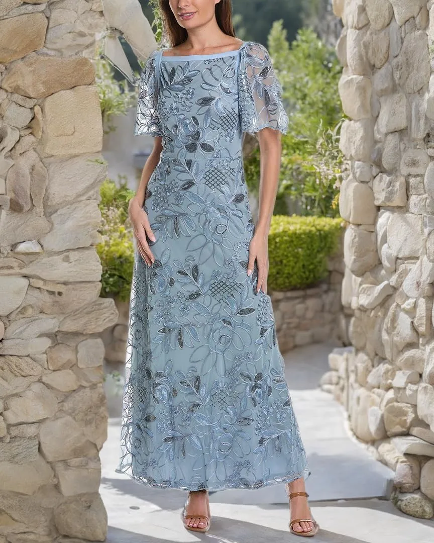 JS Collections Women's Yvonne Flutter A-line Gown