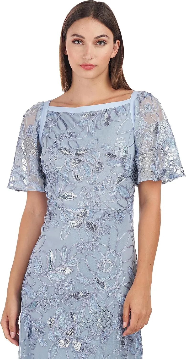 JS Collections Women's Yvonne Flutter A-line Gown