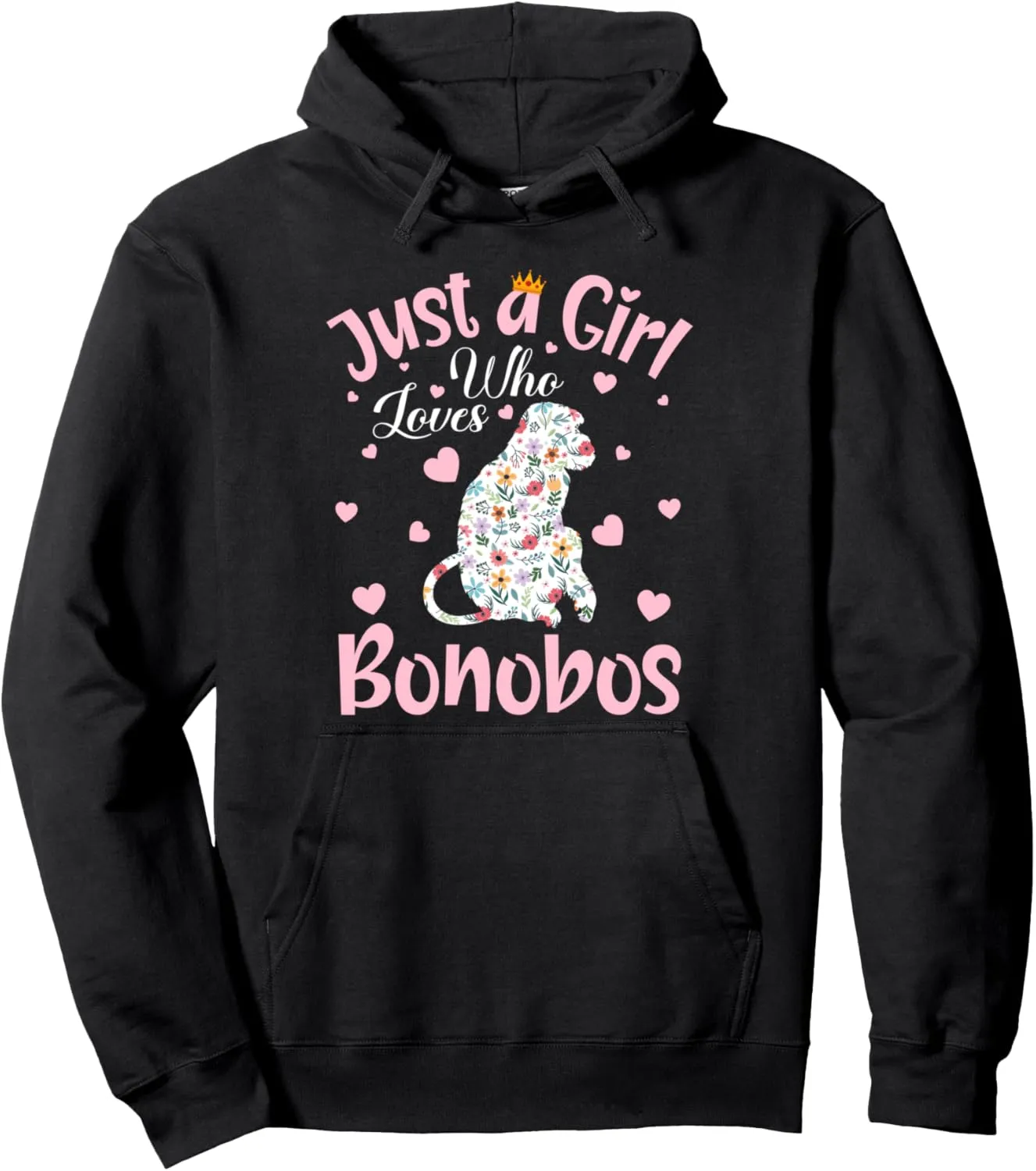 Just A Girl Who Loves Bonobos Women Girls Floral Bonobo Pullover Hoodie