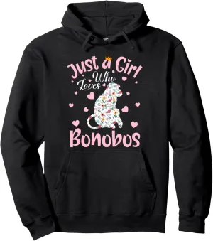 Just A Girl Who Loves Bonobos Women Girls Floral Bonobo Pullover Hoodie