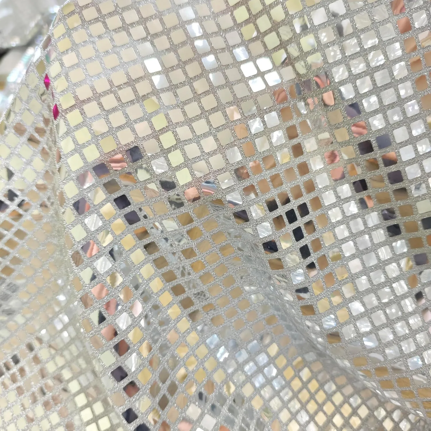 JYFLZQ Silver Disco Sequin Backdrop Curtain for Parties 4.5 x 8 ft 1 Panel 70s 80s Mirror Foil Background Glitter Sparkly Photography Photo Booth Backdrop for Birthdy Bachelorette Party Decorations