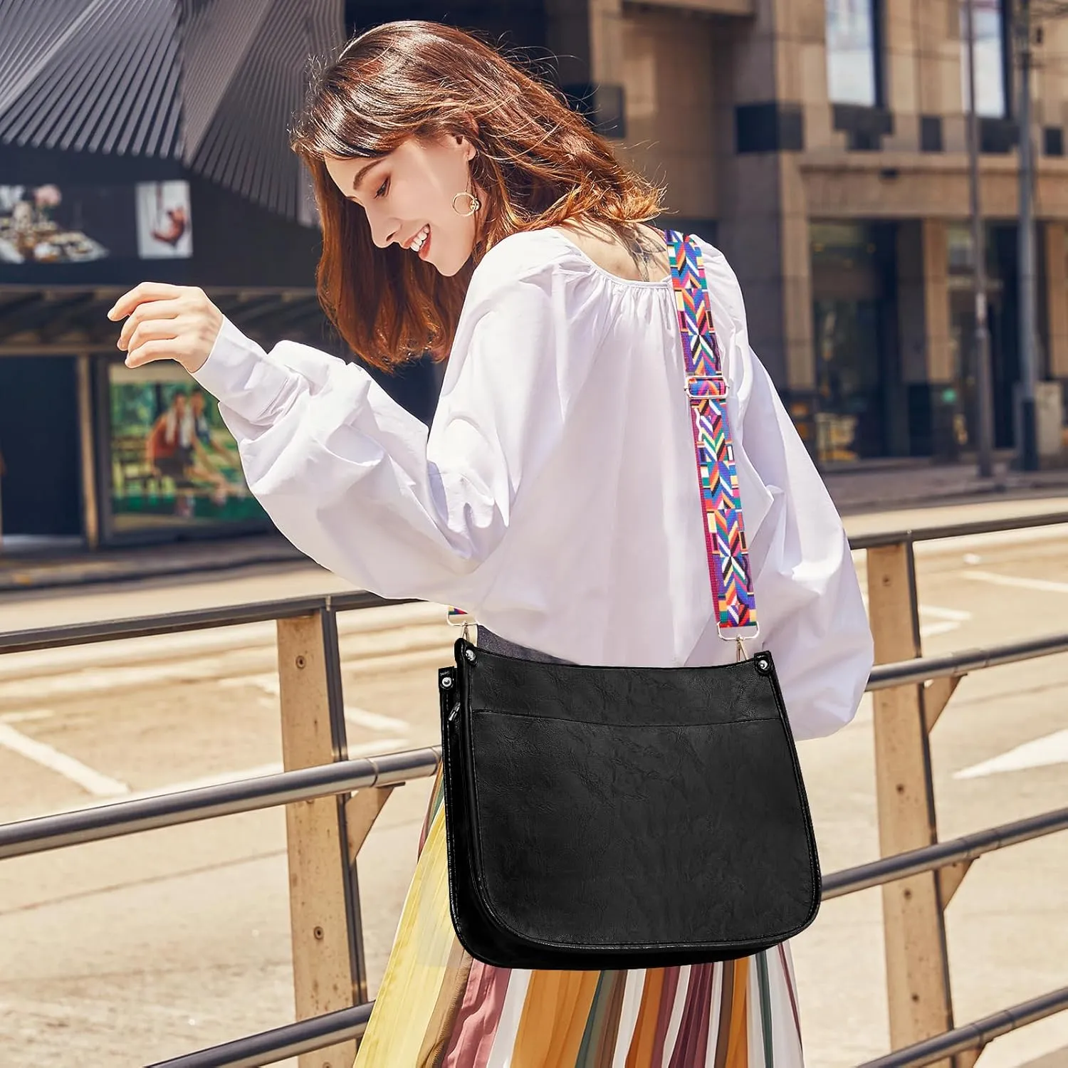 Kamo Crossbody Bags for Women Trendy Fashion Shoulder Bag Hobo Handbags Guitar Strap Purse with 2 Straps