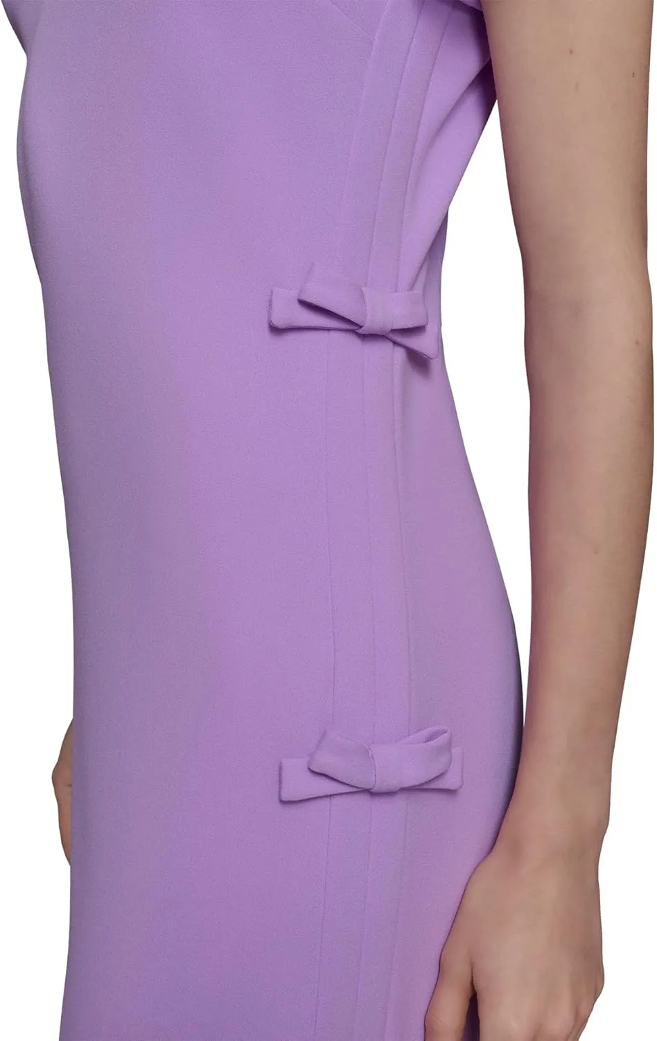 Karl Lagerfeld Paris Women's Short Sleeve Square Neck Bow Embellished Shift Mini Dress
