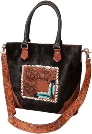 KBK127 TOTE Hand Tooled Hair-on Genuine Leather women bag western handbag purse