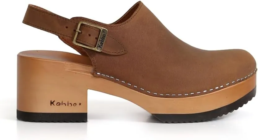 Kebba - Coco - Handmade Wooden Clogs with Genuine Leather and Adjustable Buckle for a