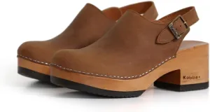 Kebba - Coco - Handmade Wooden Clogs with Genuine Leather and Adjustable Buckle for a