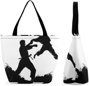 Kickboxing Tote Bag Shoulder Shopping Bag Reusable Grocery Bag for Travel Work Friendship Gift