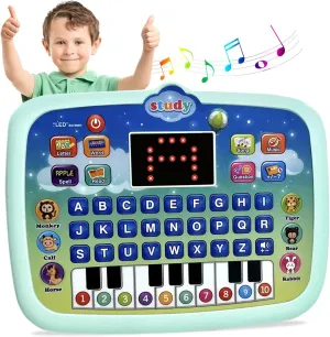 Kid Tablet Toddler Learning Pad Interactive Toy with Screen -Educational Toys Fun Gifts -Music/Piano/ABC/Numbers/Words/Spell/Animals - for Boys&Girls 3  (Blue)……