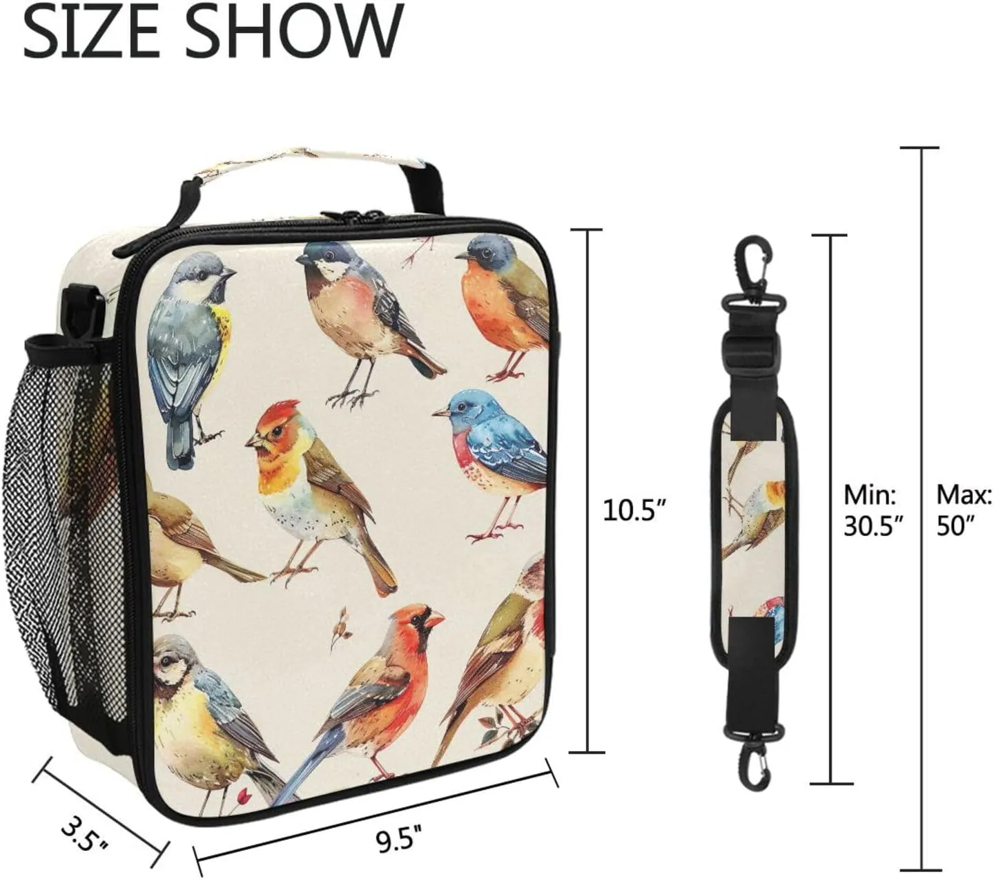 Kids Lunch Box Bird Sparrow Cooler Insulated for Boys and Girls, Lunch Bag with Shoulder Strap for School, Picnic Meal 20856307