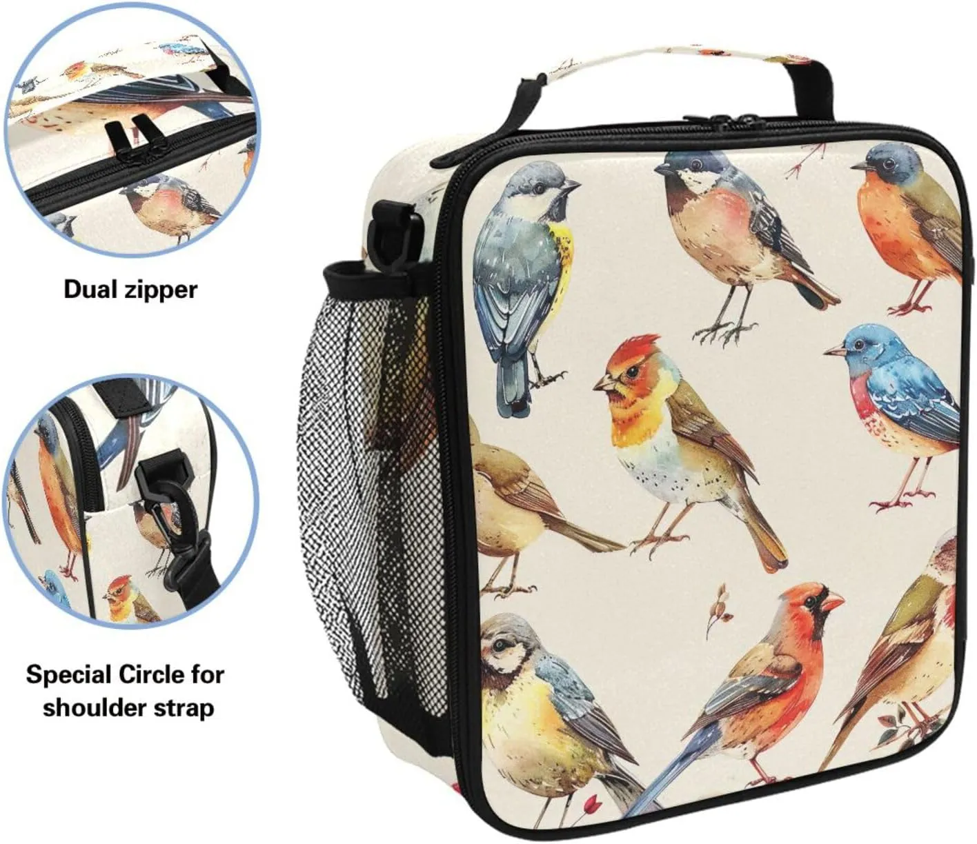 Kids Lunch Box Bird Sparrow Cooler Insulated for Boys and Girls, Lunch Bag with Shoulder Strap for School, Picnic Meal 20856307