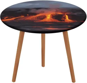 Kilauea Volcano Printed Round Tablecloth with Elastic Edge, Waterproof Oxford Cloth,