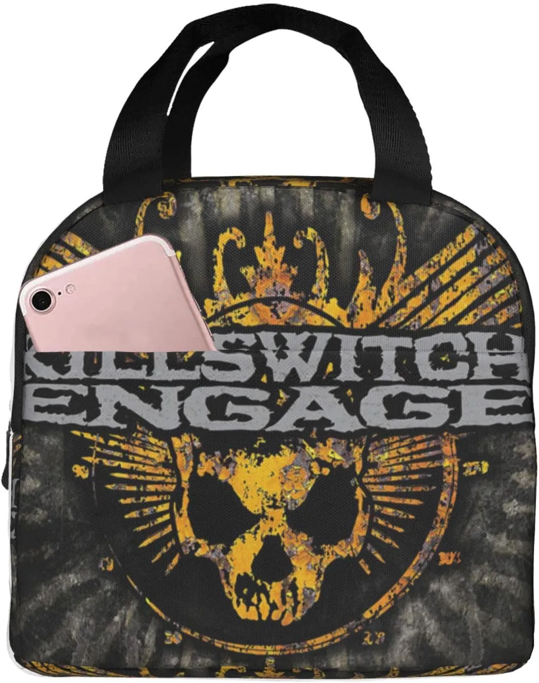 Killswitch Rock Band Engage Insulated Lunch Bag Reusable Lunch Tote Bag Lunch Container Meal Holder with Front Pocket Beautiful Handbag Lunch Zipper Cooler Bag for Traveling