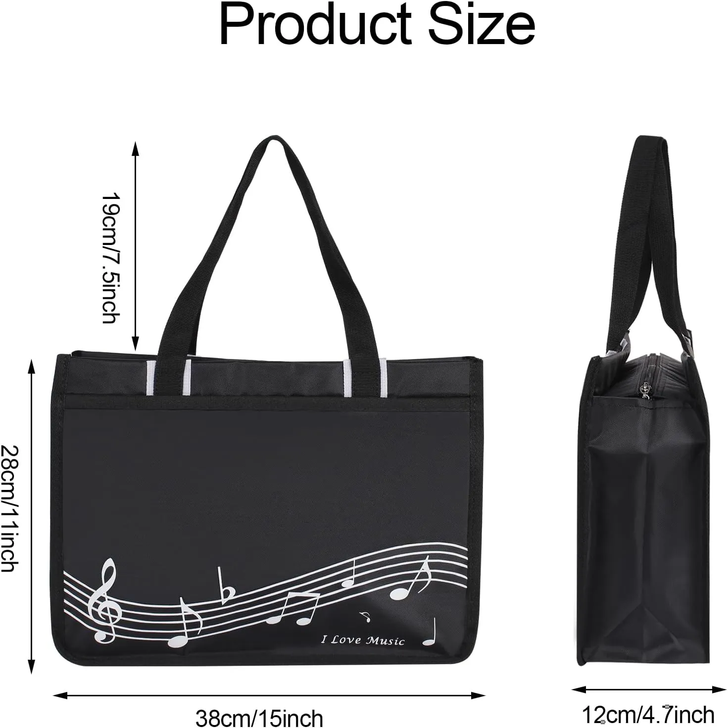 KingPoint Piano Key Music Note Handbag Music Theme Tote Bag Music Shoulder Bag Reusable Multipurpose Shopping Bag
