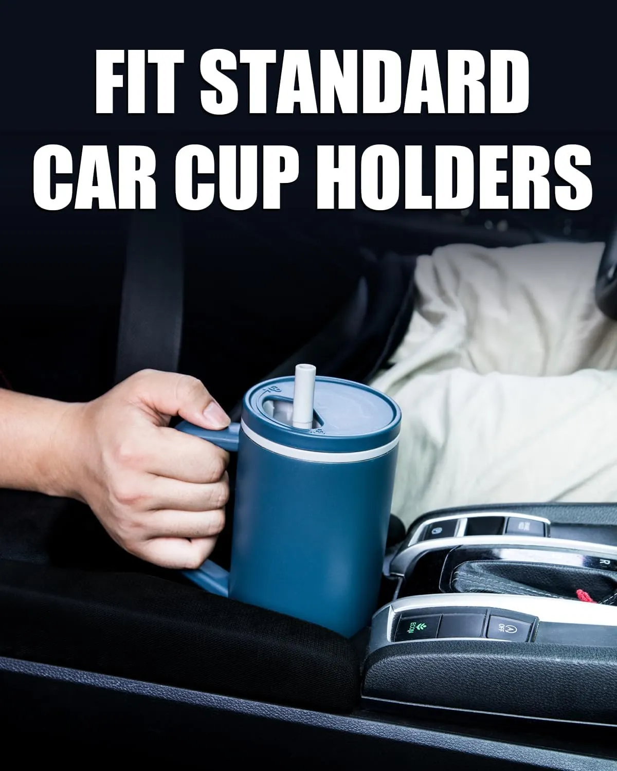 KISSKIND 40 oz Tumbler with Handle and Straw | 100% Leakproof Insulated Tumbler with Lid and Straw | Stainless Steel Water Bottle | Cup Holder Friendly Base | Gray