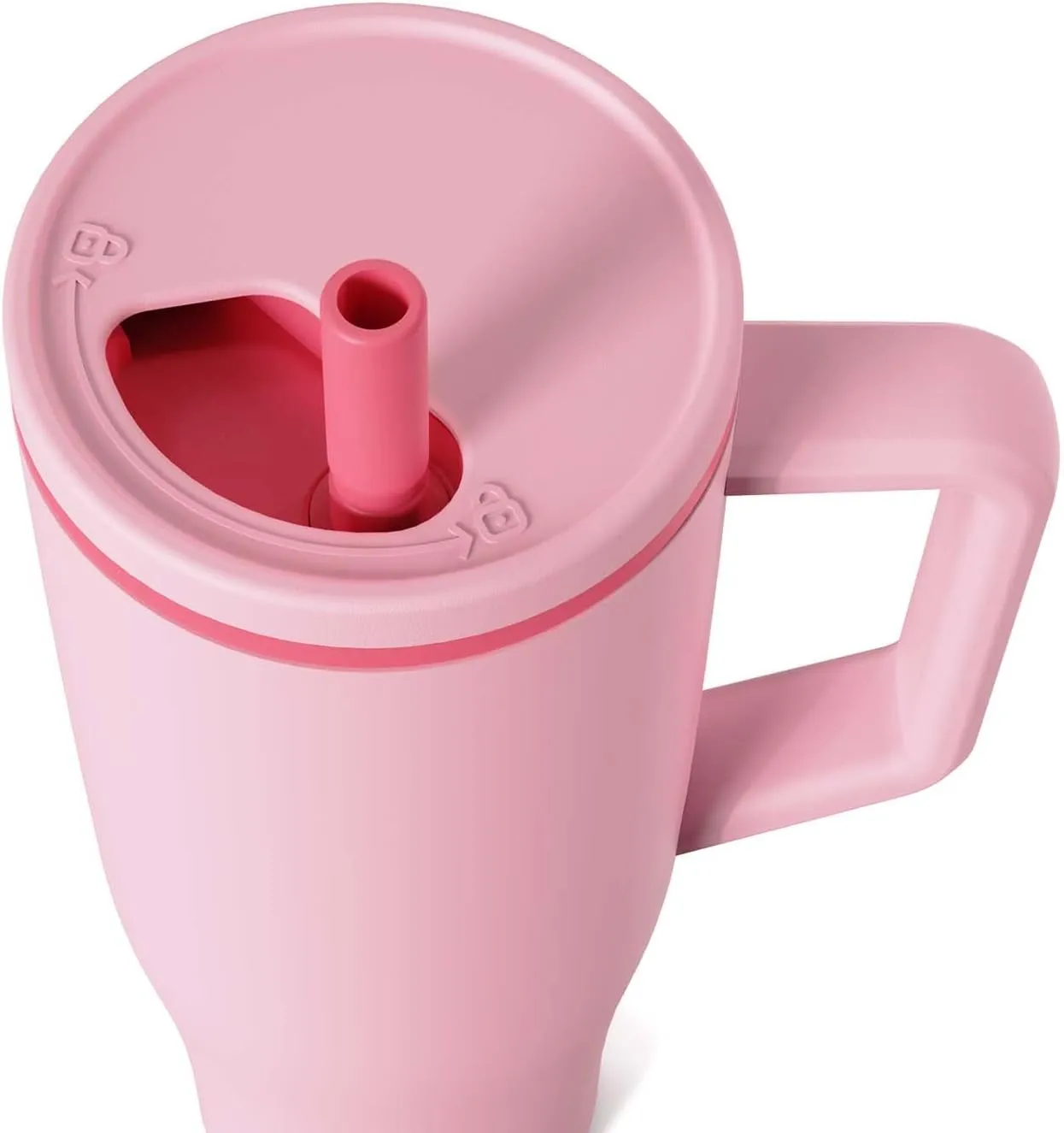 KISSKIND 40 oz Tumbler with Handle and Straw | 100% Leakproof Insulated Tumbler with Lid and Straw | Stainless Steel Water Bottle | Cup Holder Friendly Base | Pink