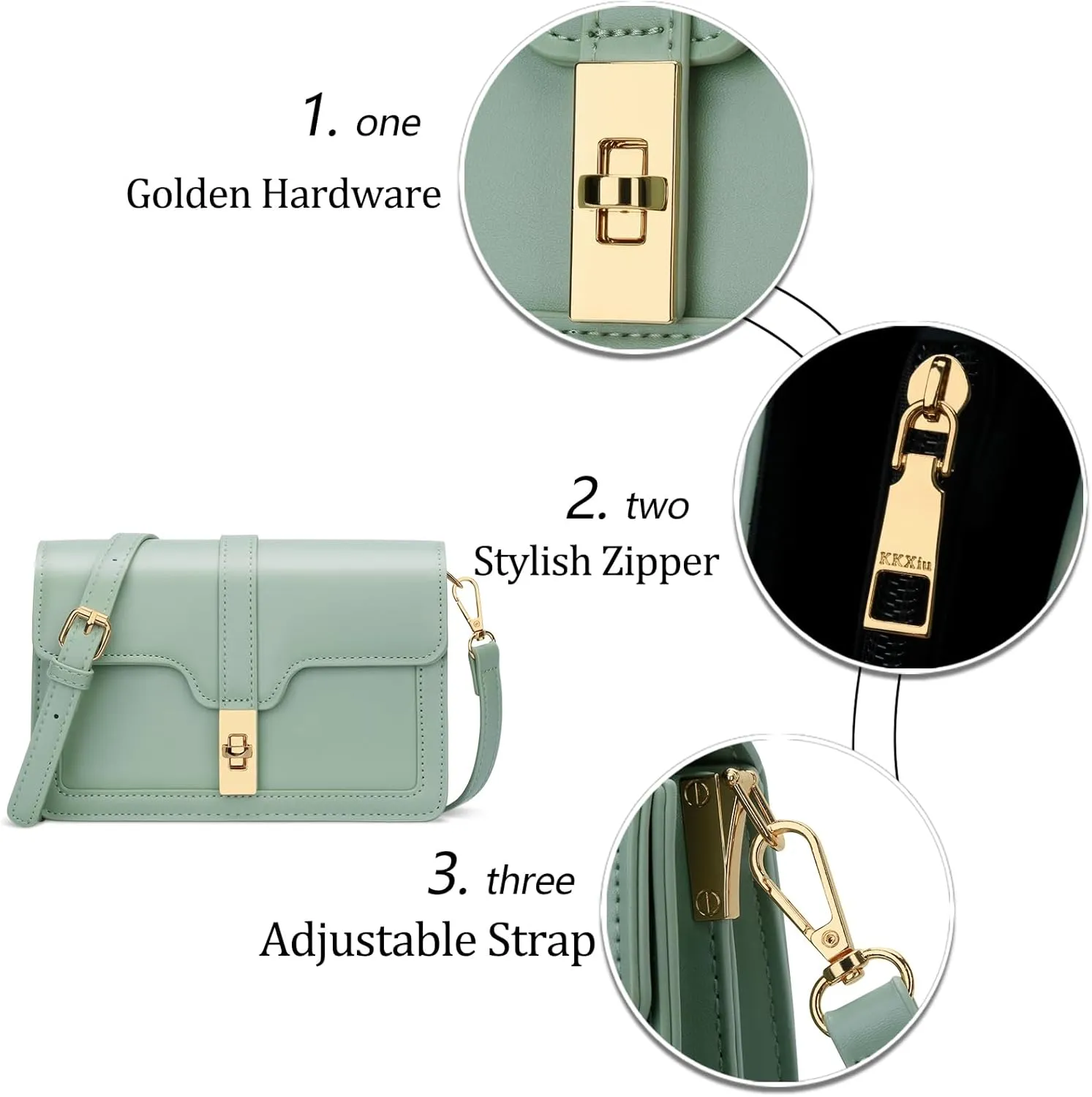 KKXIU Crossbody Bags for Women Trendy Vegan Leather Shoulder Purse with Adjustable Strap