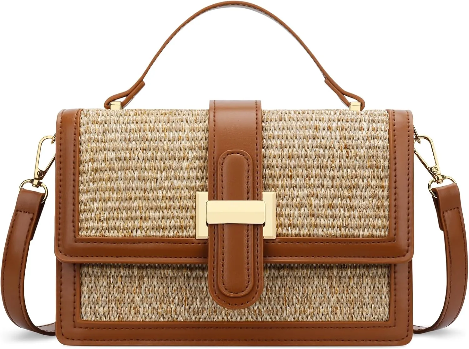 KKXIU Top Handle Straw Crossbody Bags for Women, Summer Straw Purses and Handbags Shoulder Clutch Beach Bag