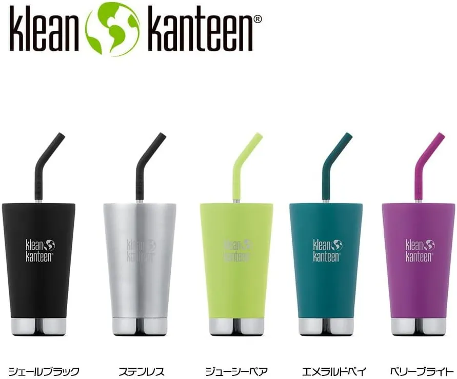 Klean Kanteen 19322079921016 Insulated Tumbler with Straw, Shale Black, 16oz, 16oz