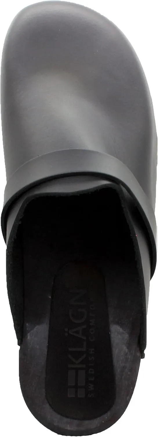 KLÄGN Men's Axel Leather Open Back Wooden Clogs