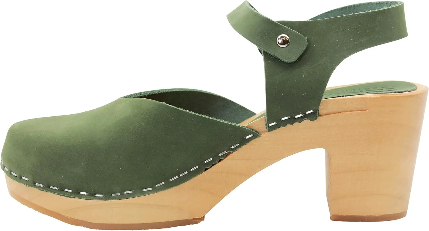 KLÄGN Swedish Wooden Mid-Heel Clogs