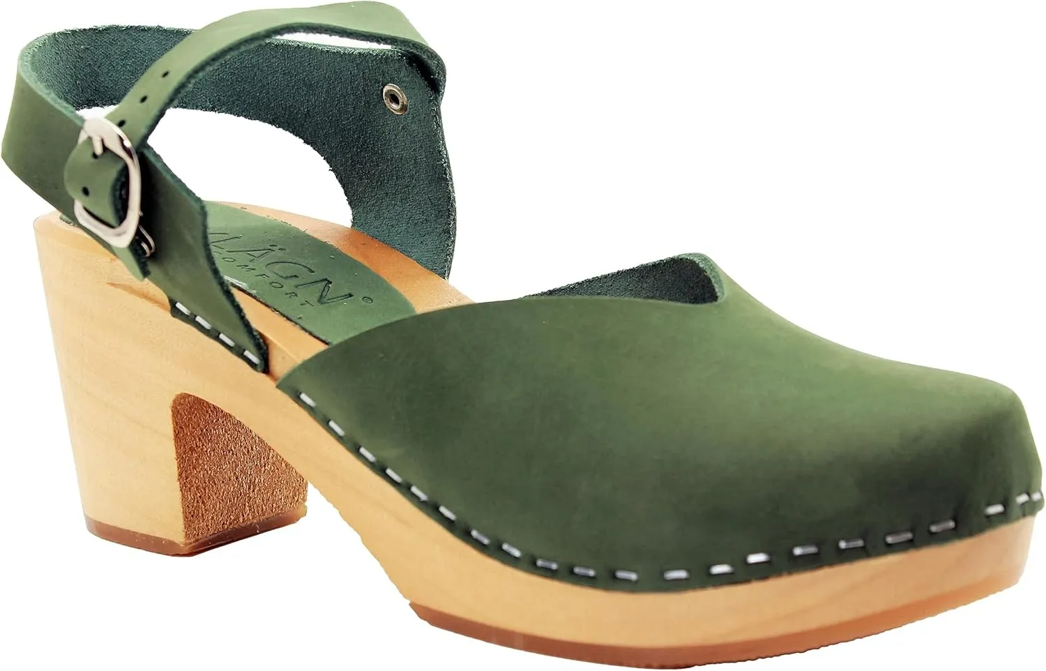 KLÄGN Swedish Wooden Mid-Heel Clogs