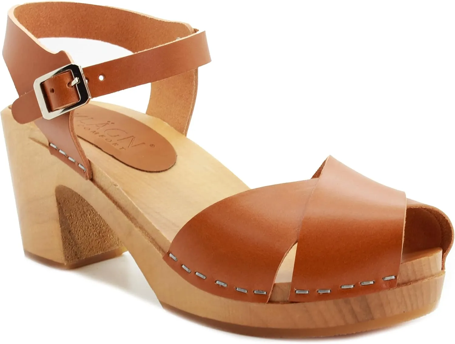 KLÄGN Swedish Wooden Mid-Heel Clogs