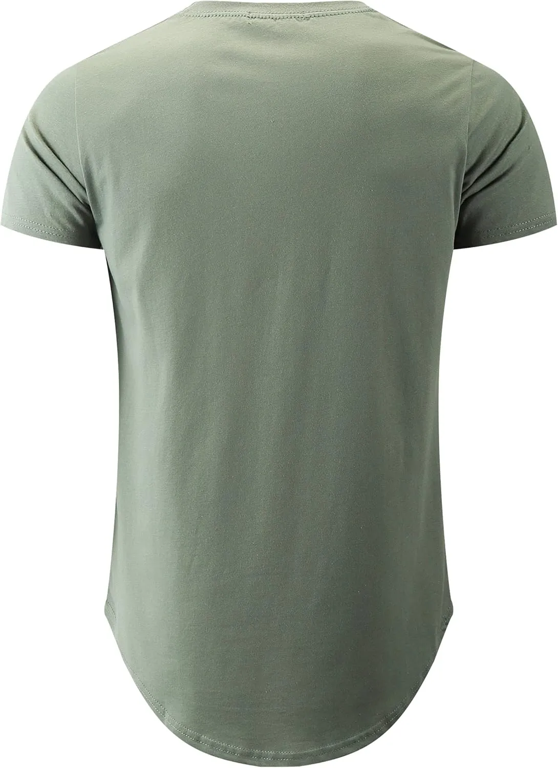 KLIEGOU Mens 100 Cotton Hipster Hip Hop Longline Crewneck T-Shirt Pre - Shrunk S-4XL