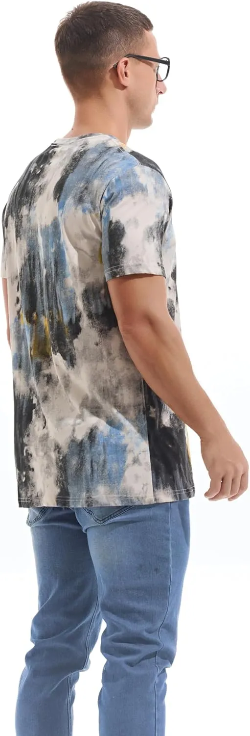 KLIEGOU Men's Crew Neck Hipster T Shirt - Casual Stylish Fitted Print Tees for Men