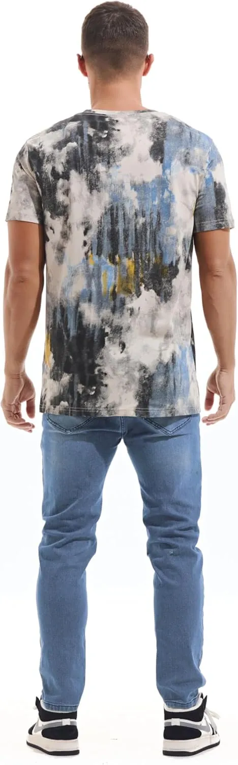 KLIEGOU Men's Crew Neck Hipster T Shirt - Casual Stylish Fitted Print Tees for Men