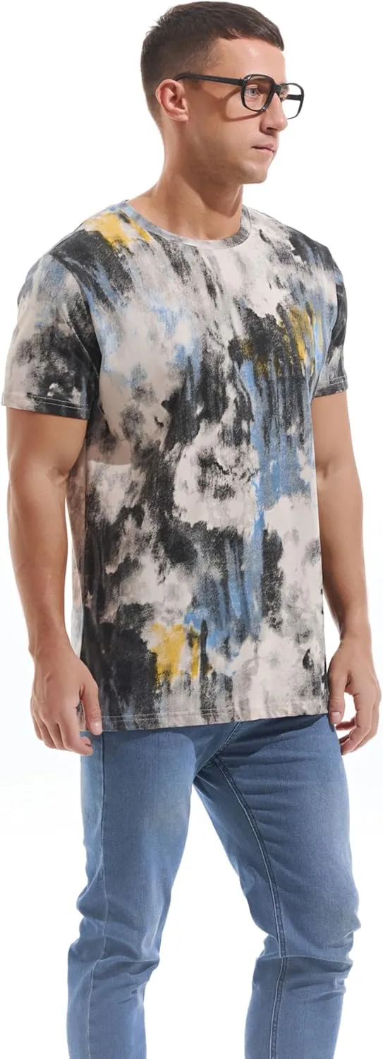 KLIEGOU Men's Crew Neck Hipster T Shirt - Casual Stylish Fitted Print Tees for Men