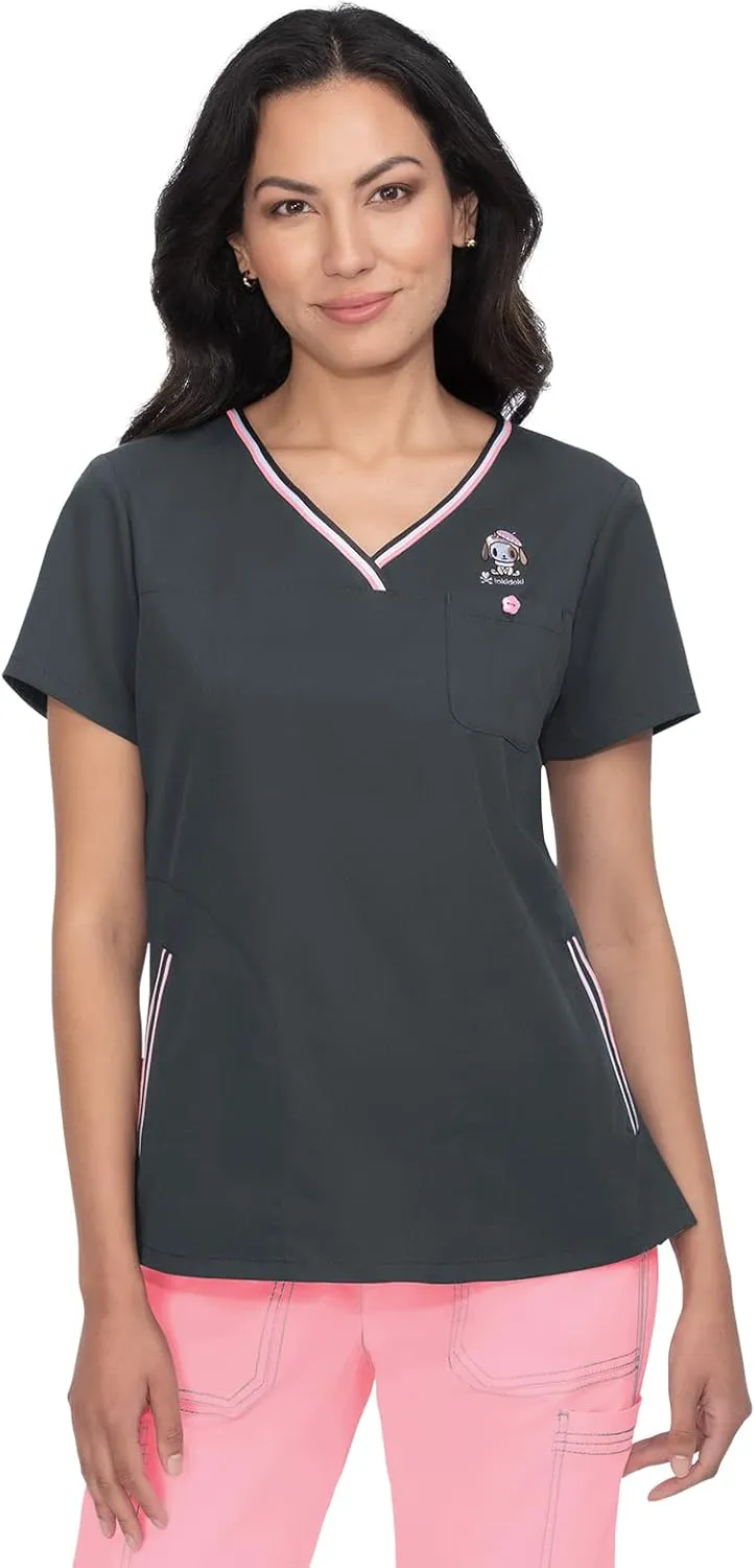 KOI Tokidoki Ashley Crossover V-Neck Women's Top Caribbean