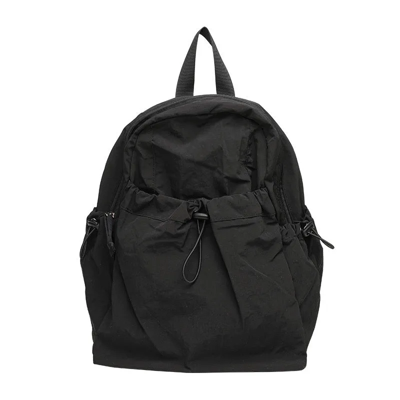 Korean Style Leisure Artistic Canvas Pleated Nylon Drawstring Backpacks