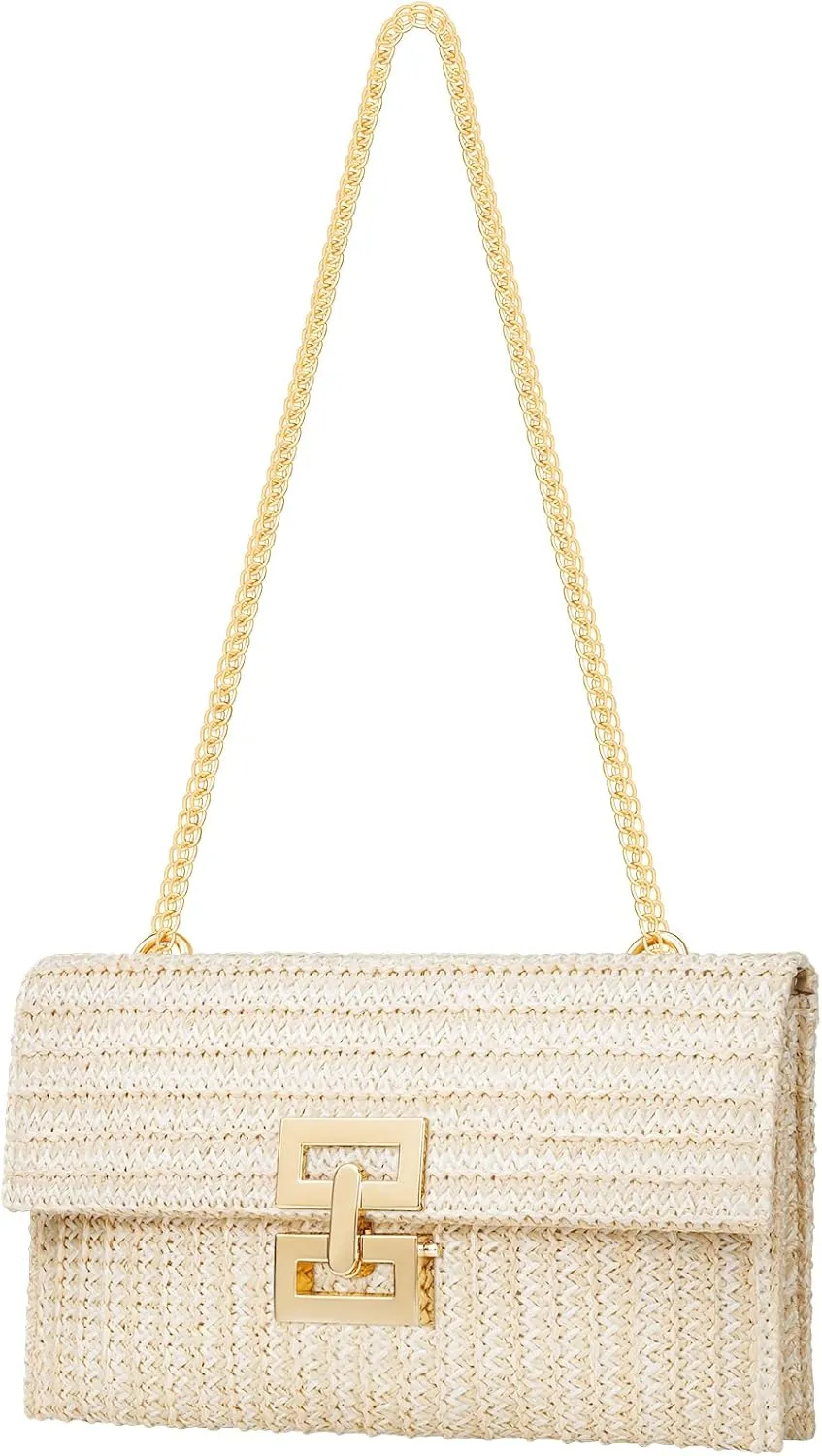 Kseymeir Straws Clutch Purses Raffia Beach Bag Woven Summer Purses Straw Crossbody Bag