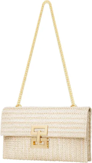 Kseymeir Straws Clutch Purses Raffia Beach Bag Woven Summer Purses Straw Crossbody Bag