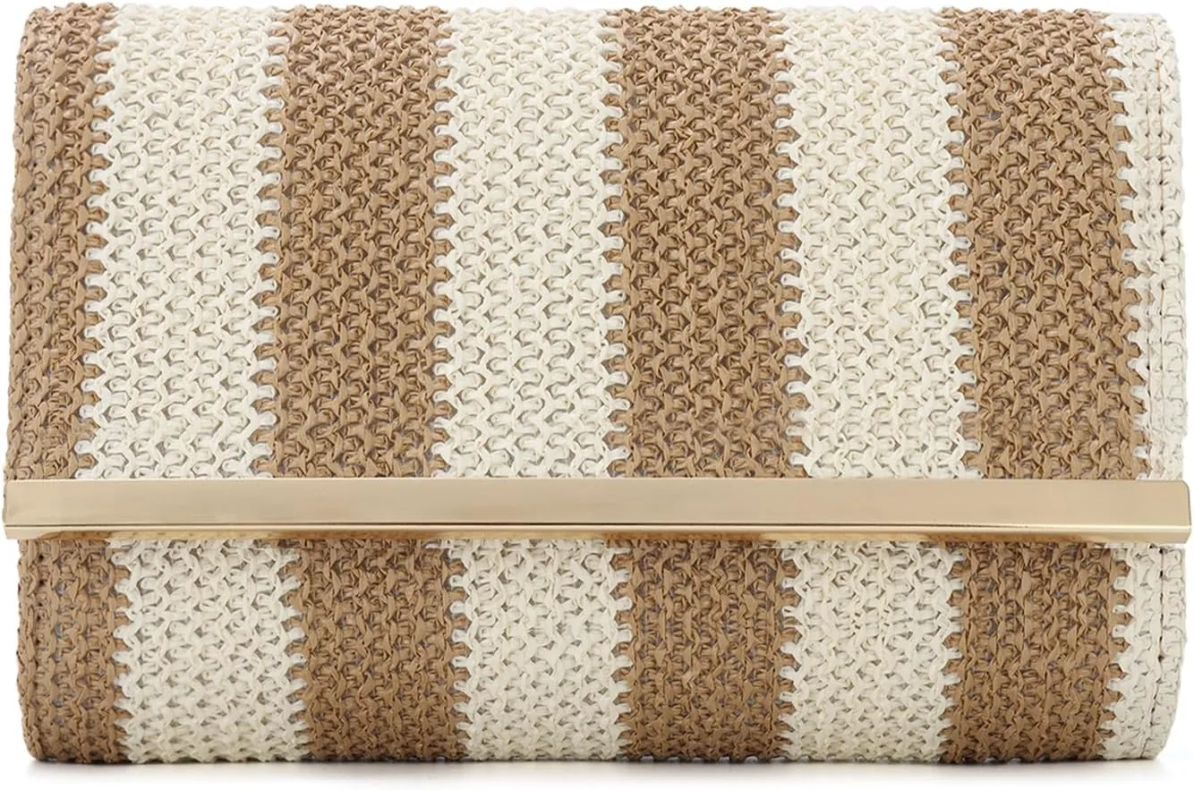 KUANG! Straw Clutch Purse Women Woven Straw Shoulder Bags Summer Beach Envelope Handbag Wallet