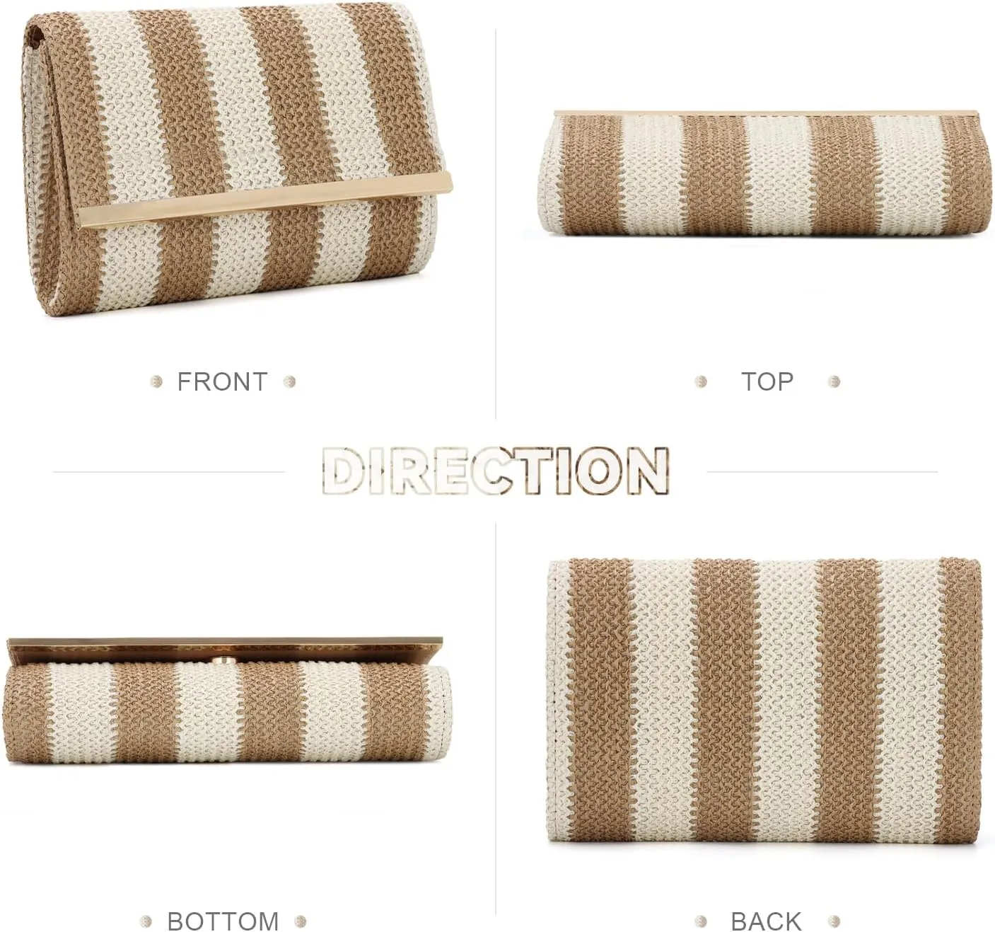 KUANG! Straw Clutch Purse Women Woven Straw Shoulder Bags Summer Beach Envelope Handbag Wallet
