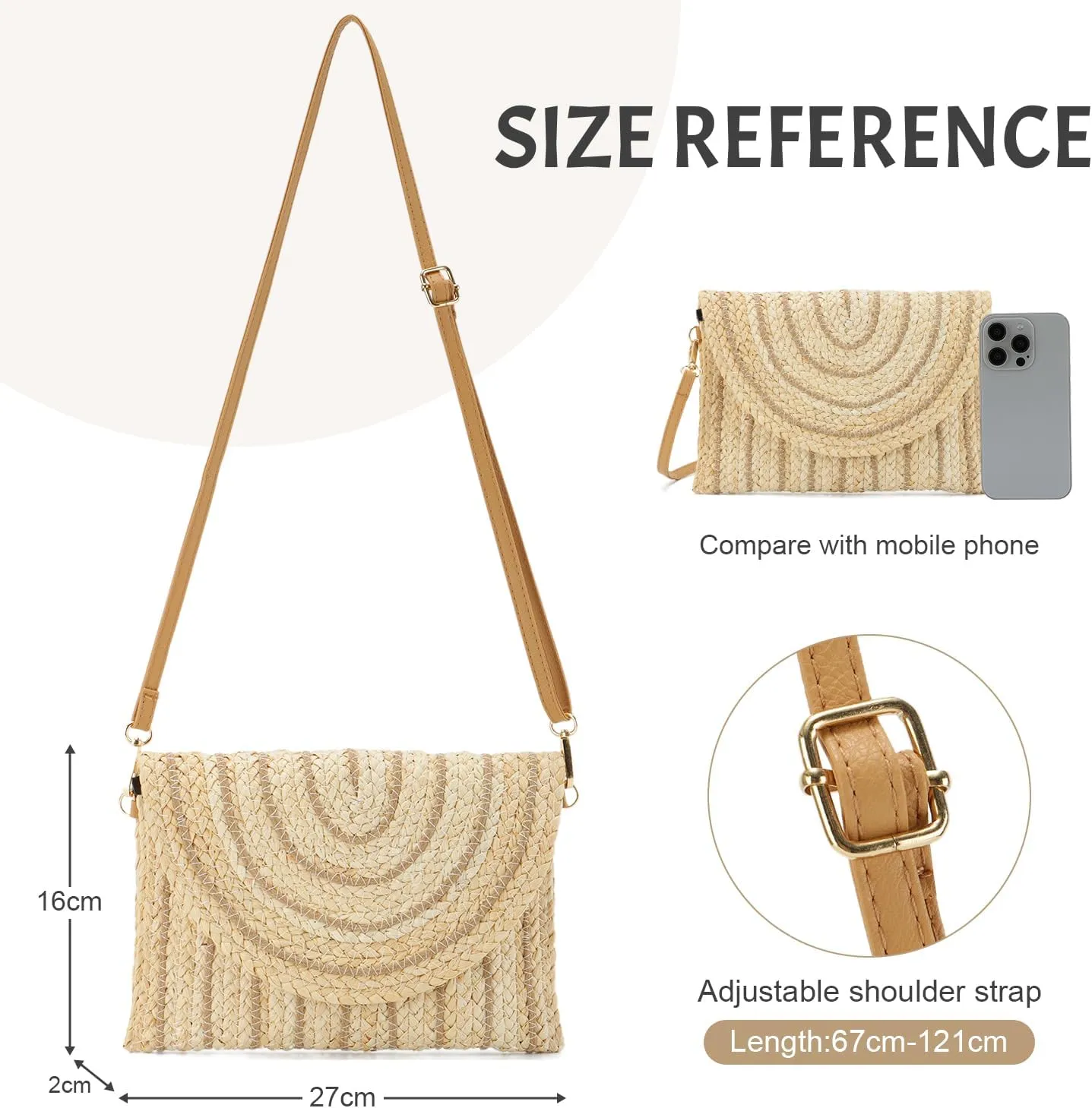 KUANG! Straw Shoulder Bag for Women Woven Purse Beach Envelope Clutch Straw Wallet Crossbody Bag