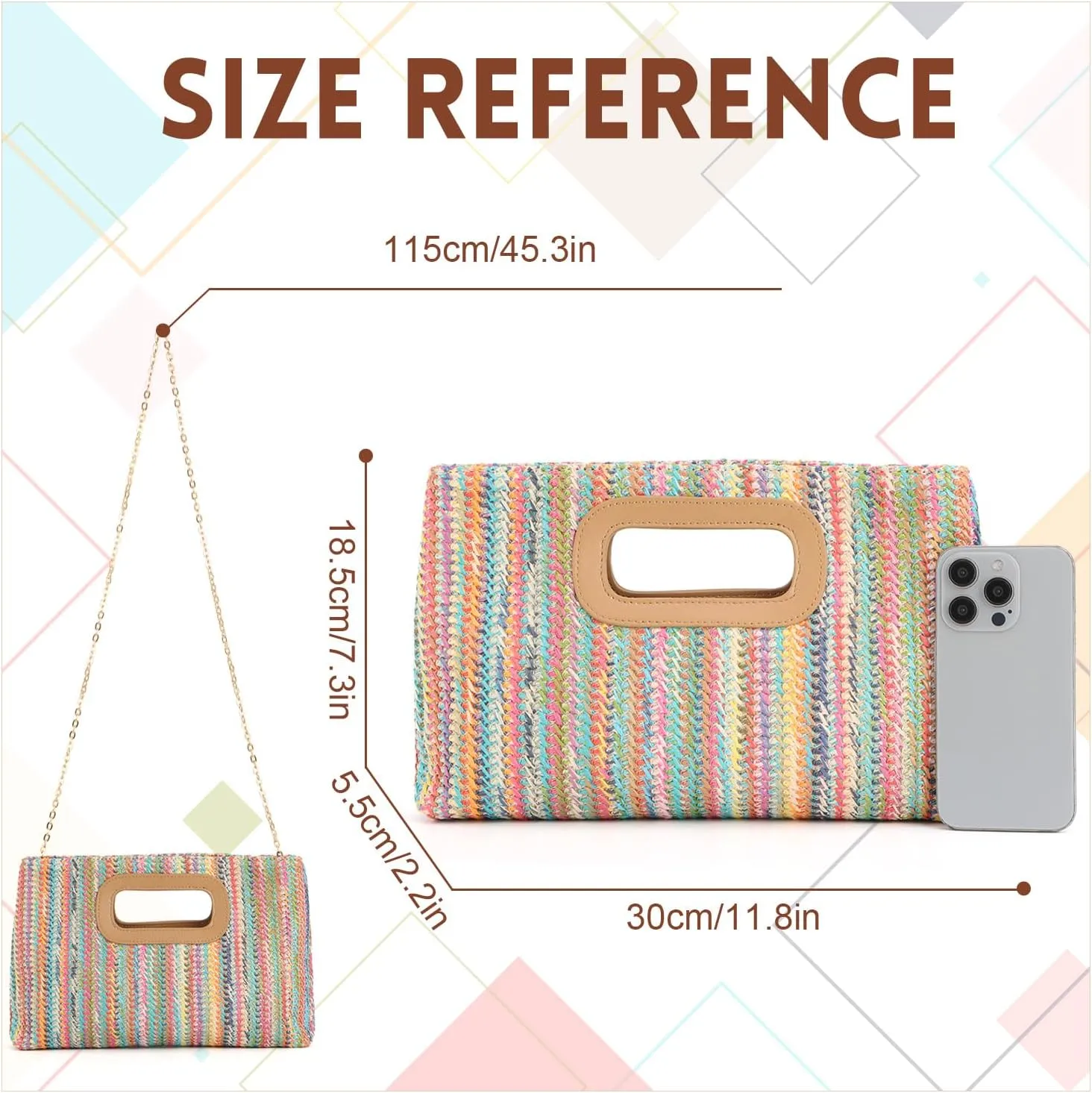 KUANG! Women's Clutch Handbags Top Handle Woven Straw Clutch Purse Shoulder Crossbody Bag Summer Raffia Bag