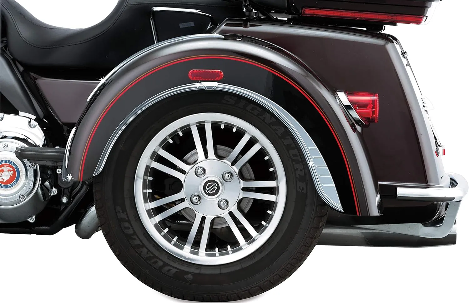 Kuryakyn 7214 Motorcycle Accent Accessory: Rear Fender Flares for 2009-19 Harley-Davidson Trike Motorcycles, Chrome, 1 Pair , black