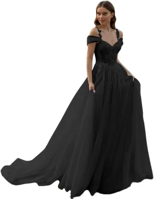 Lace Applique Boho Wedding Dresses for Bride 2025 A Line Long Tulle Beach Bridal Dress Wedding Gown for Women