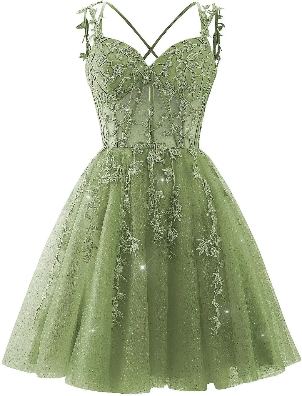 Lace Applique Corset Homecoming Dresses for Teens Short Sweetheart Sparkly Tulle Prom Dress A-Line Cocktail Party Gown
