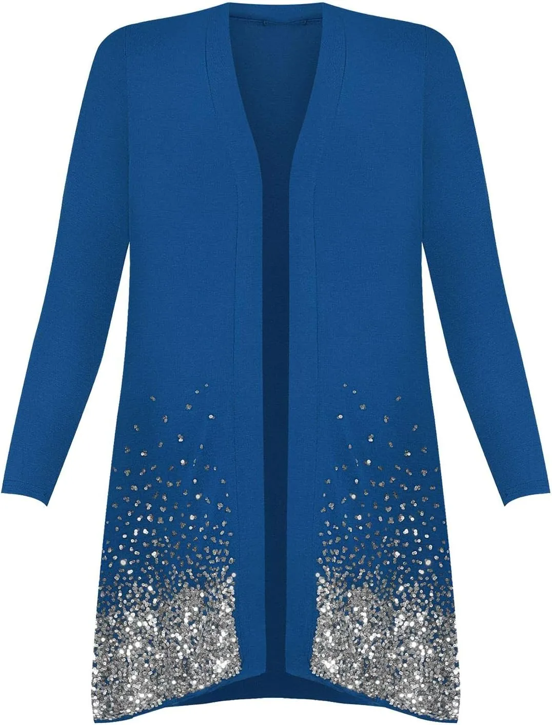 Ladies Fancy Long Sleeve Open Front Sequin Pattern Sparkle Cardigan Top