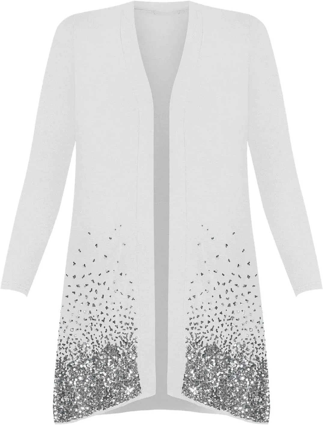 Ladies Fancy Long Sleeve Open Front Sequin Pattern Sparkle Cardigan Top