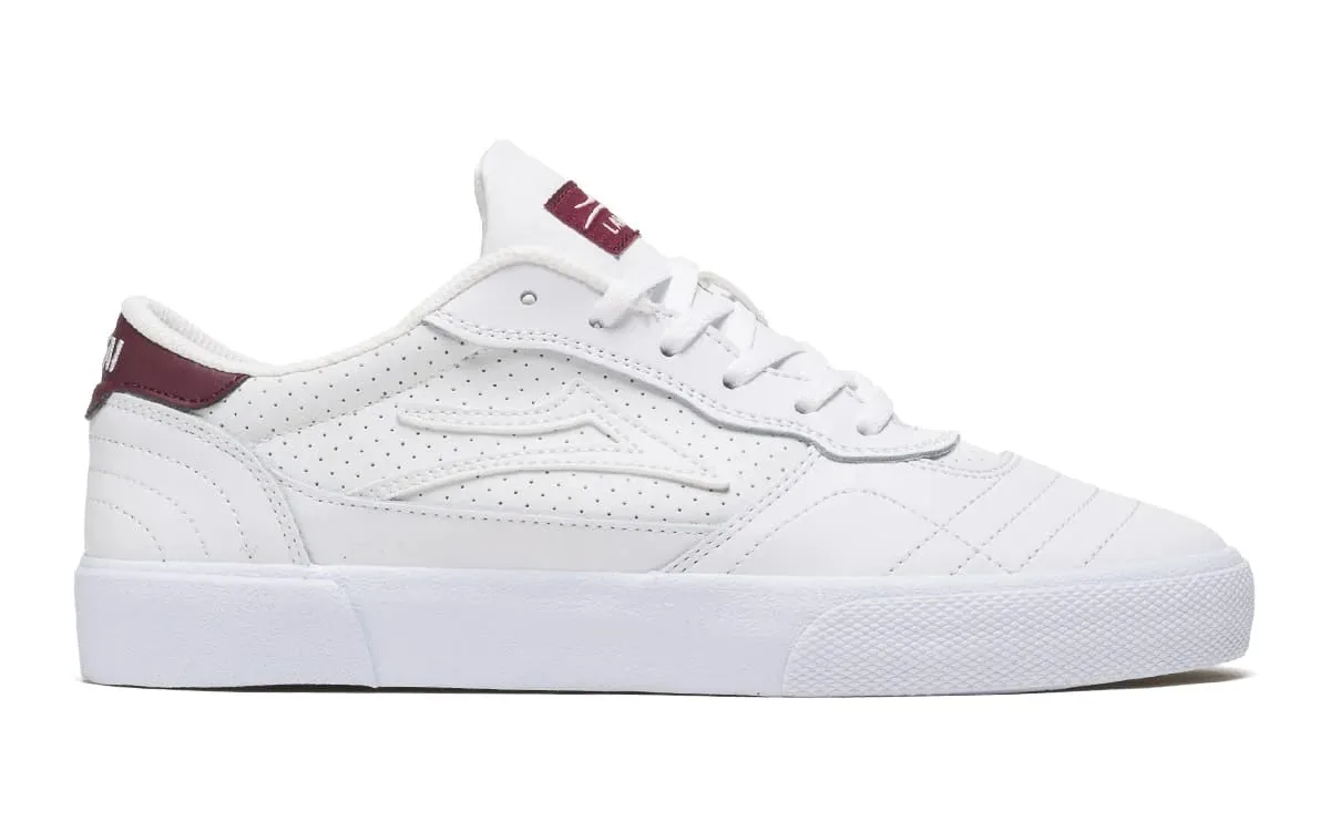 Lakai Cambridge Skate Shoes - White/Burgundy Leather
