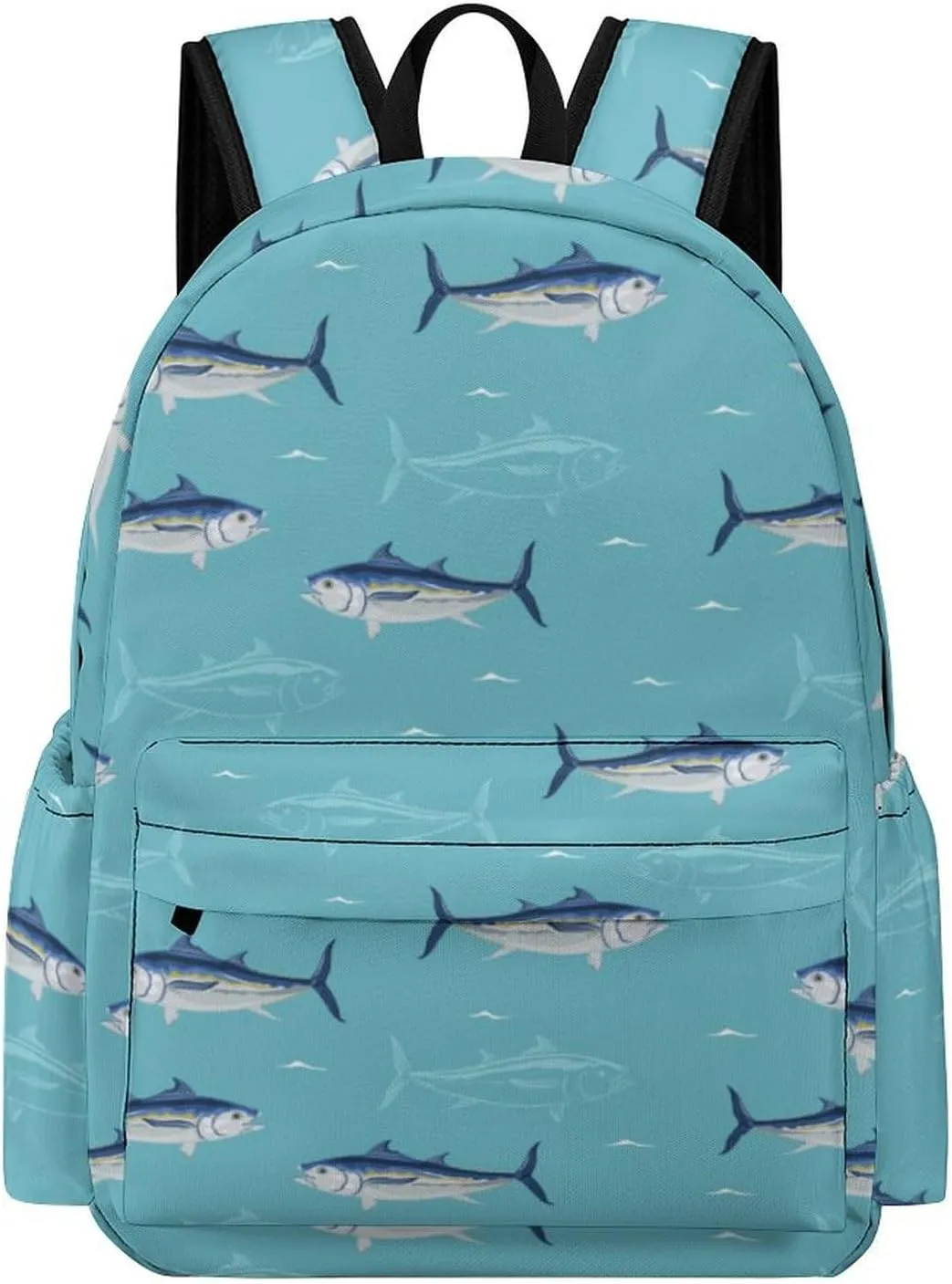 Laptop Backpack for Men Women Blue Sea Tuna Fish Travel Work Backpack with Compartment Large Capacity Cute Summer Daypack Business Work Bag