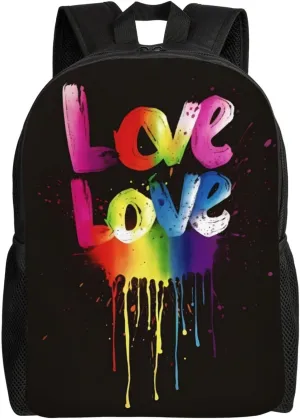 Laptop Backpack for Women Men Carry-on Backpack Love is Love Daypack Lightweight Travel Shoulder Bags