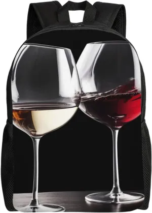 Laptop Backpack for Women Men Carry-on Backpack Red Wine Glasses Daypack Lightweight Travel Shoulder Bags